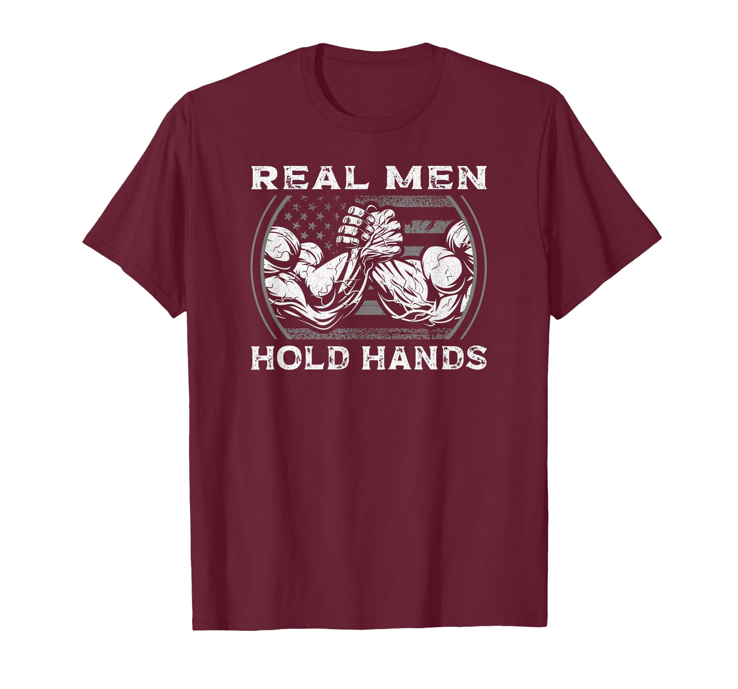 Real Men Hold Hands USA Flag Funny Arm Wrestling T-Shirt