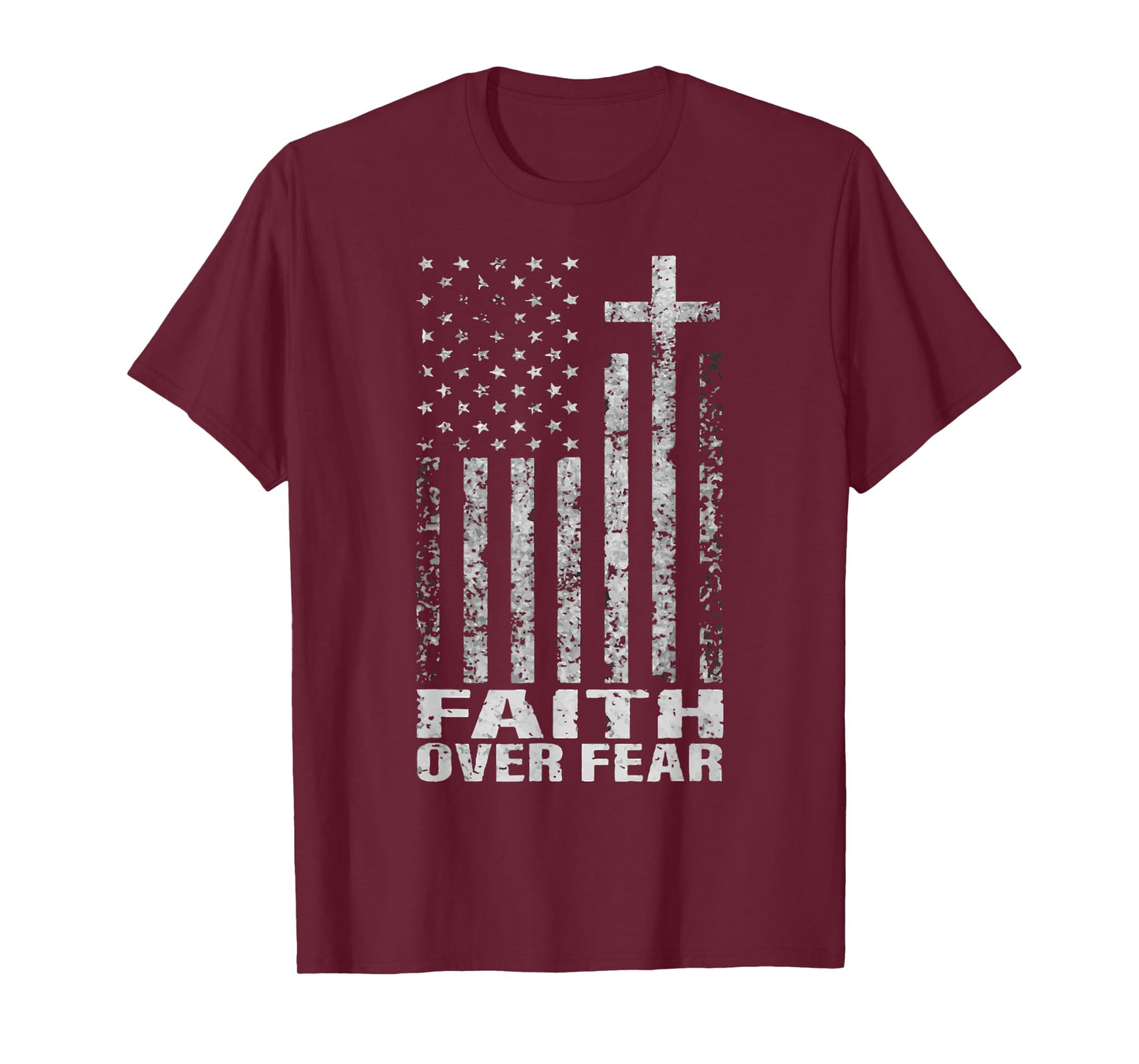 America Pride US Flag Faith Over Fear Christian Bible Prayer T-Shirt