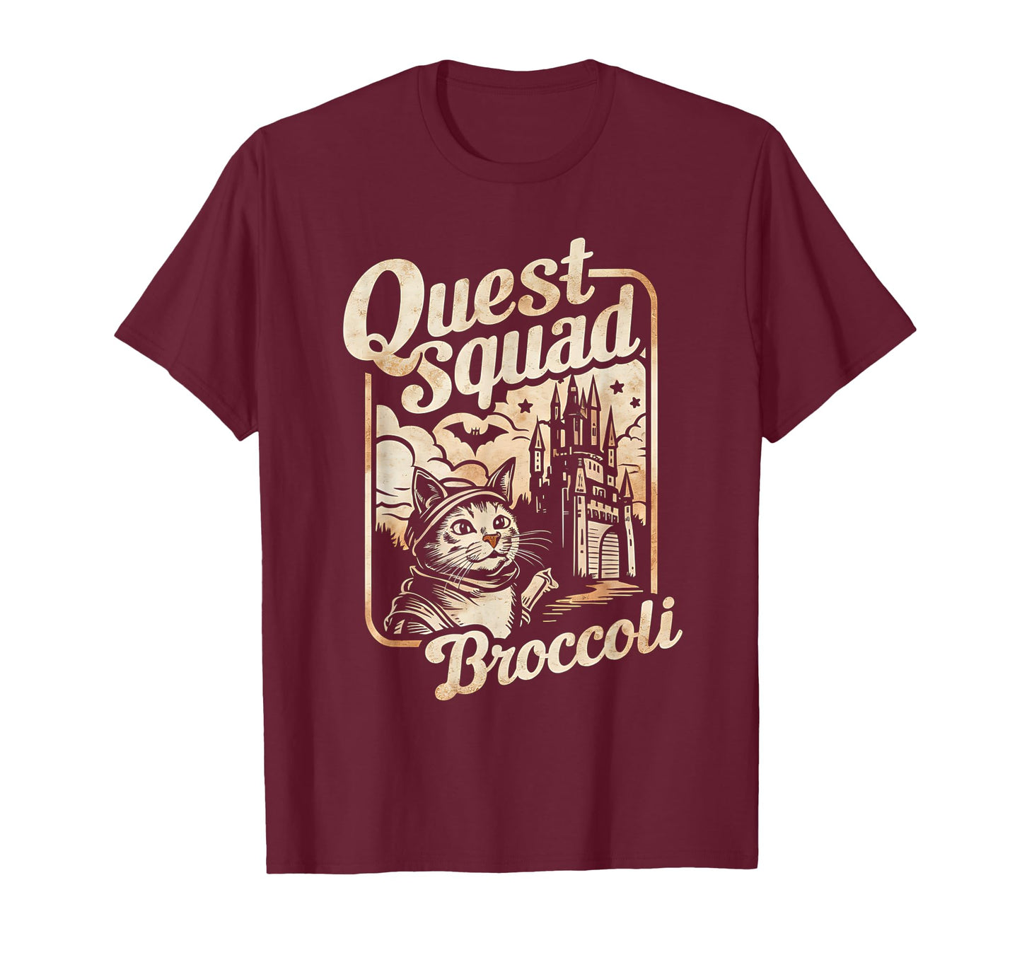Quest Fantasy Squad Broccoli Funny Cat Men Women Kids Retro T-Shirt