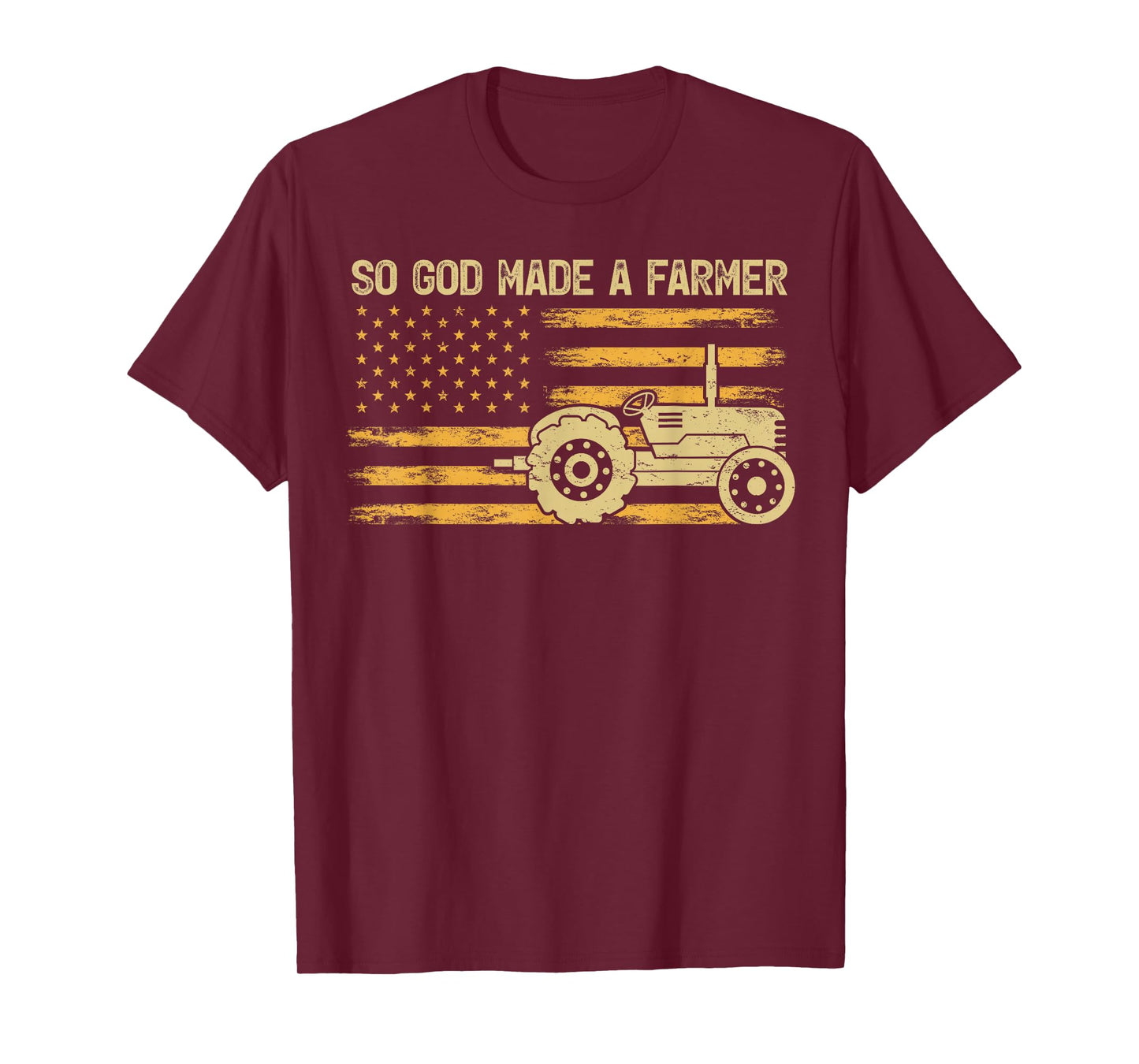 American Flag Tractor Retro So God Made A Farmer T-Shirt