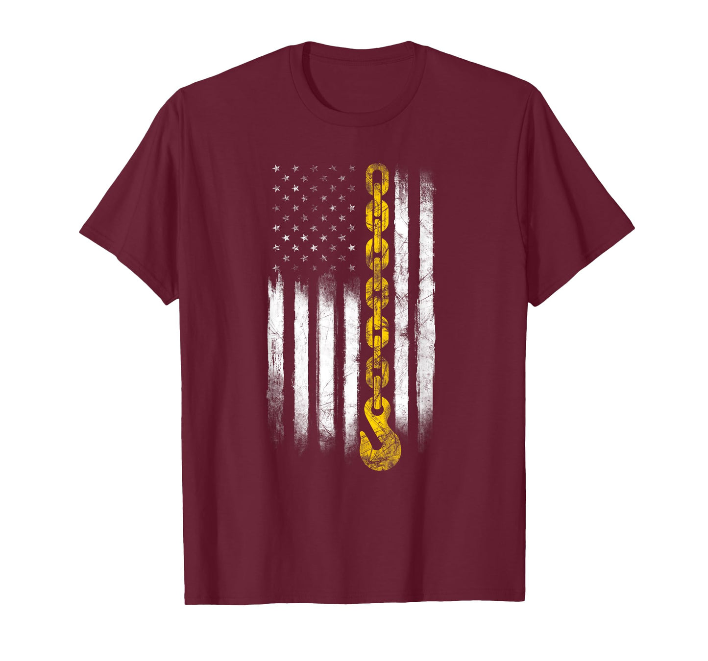 Tow Truck Driver Gift Men USA Flag Towing Hook For US T-Shirt