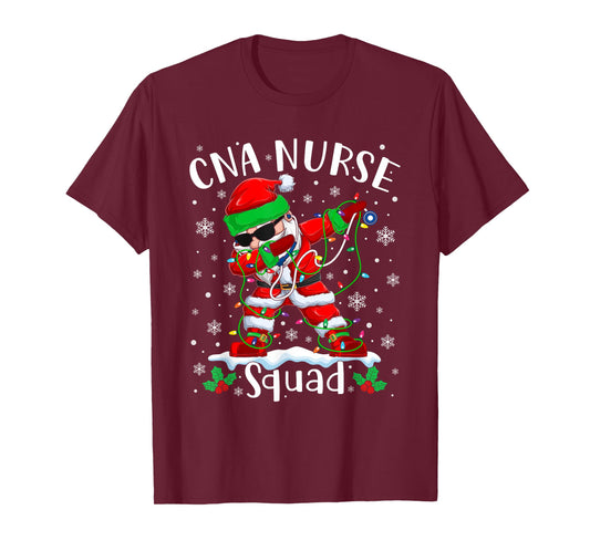 CNA Nurse Squad Christmas Dabbing Santa Nurse Xmas Pajama T-Shirt