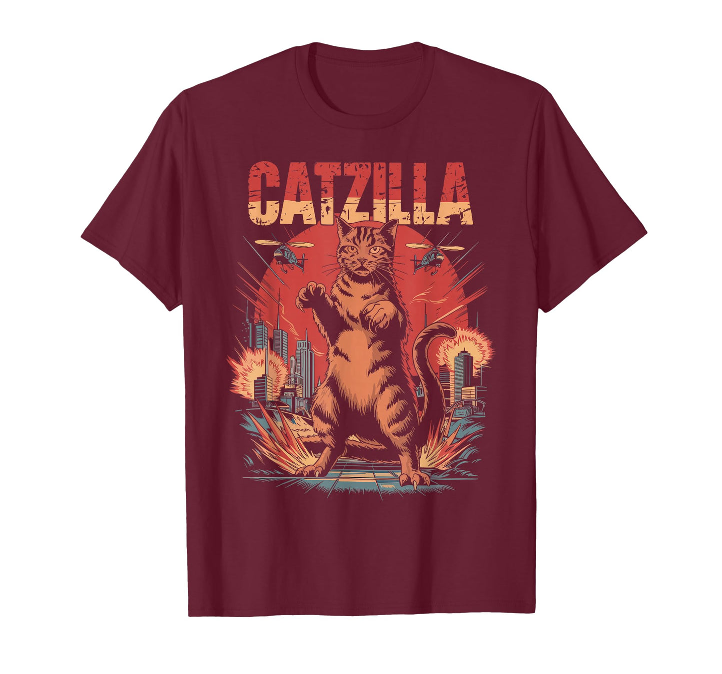 Catzilla Cat Funny Kitten Lover Japanese Art Men Women T-Shirt