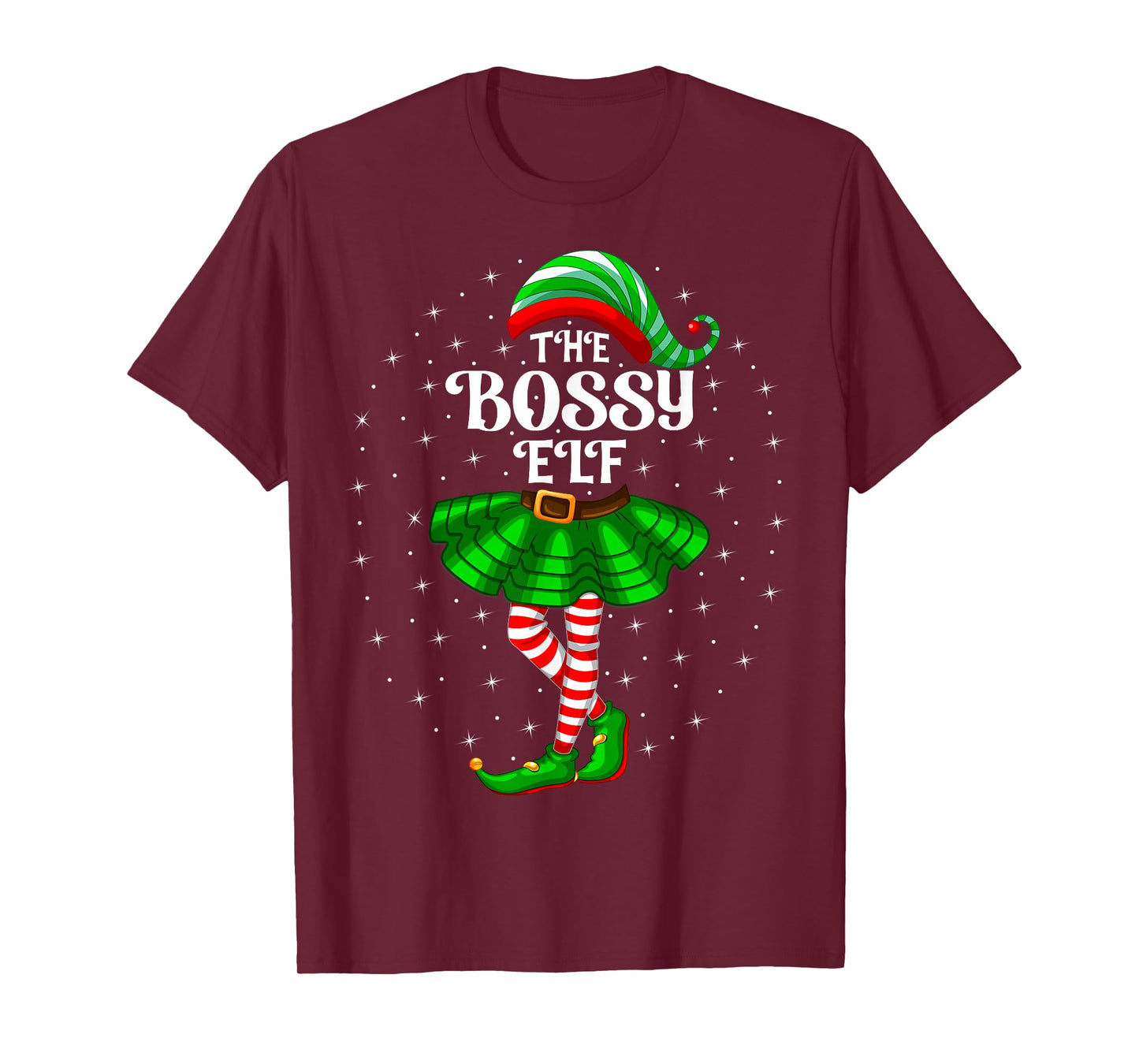 Bossy Elf Christmas Family Matching Women Girls Bossy Xmas T-Shirt