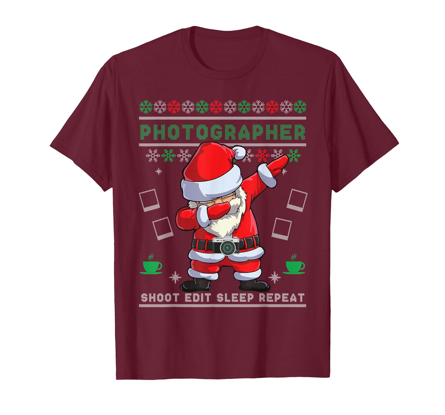Dabbing Santa Photographer Christmas Ugly Sweater Camera T-Shirt