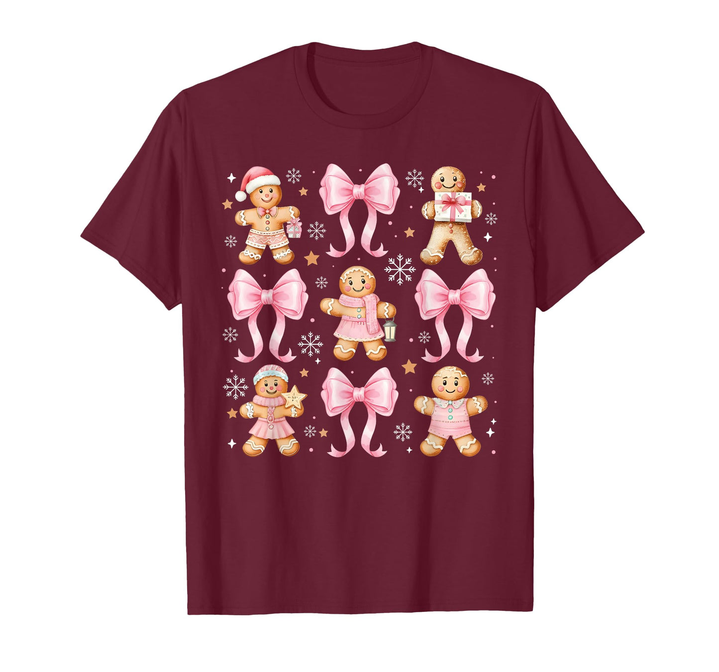 Coquette Bow Christmas Gingerbread Cookie Baking Girly Kids T-Shirt