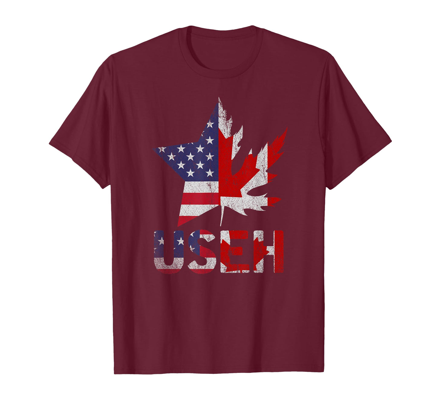 USEH Patriotic USA Star Canadian Maple Leaf Canada T-Shirt