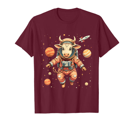 Cow In Space Astronaut Shirt Women Men Kids Funny Cow Animal T-Shirt