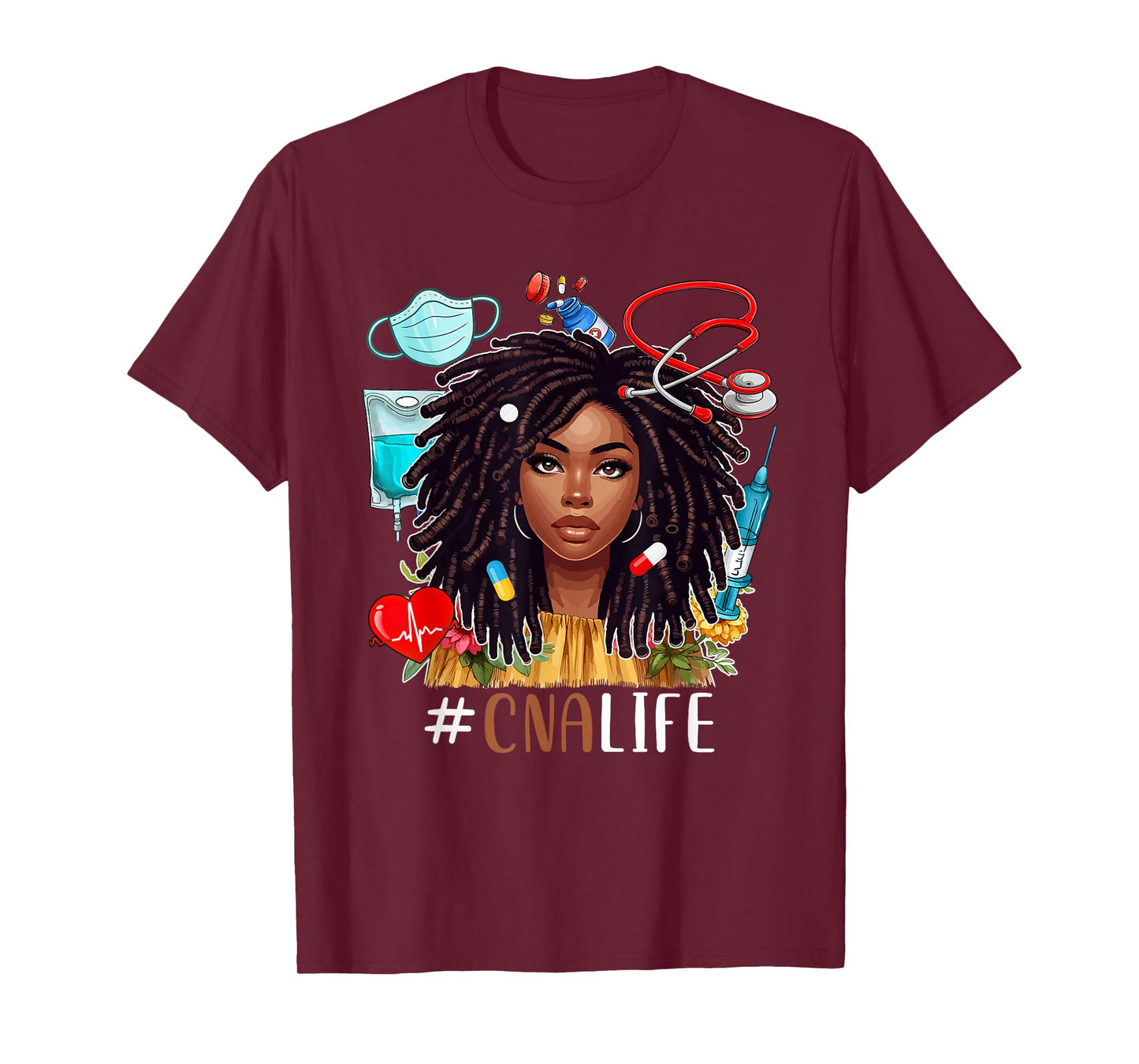 CNA Costume Afro Woman Nurse Nursing Proud Black History T-Shirt