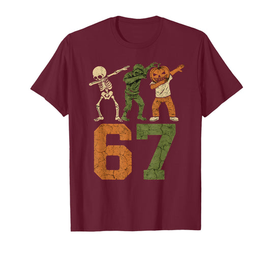 67 Meme Halloween Dabbing 6 7 Brainrot Six Seven Kids Boys T-Shirt