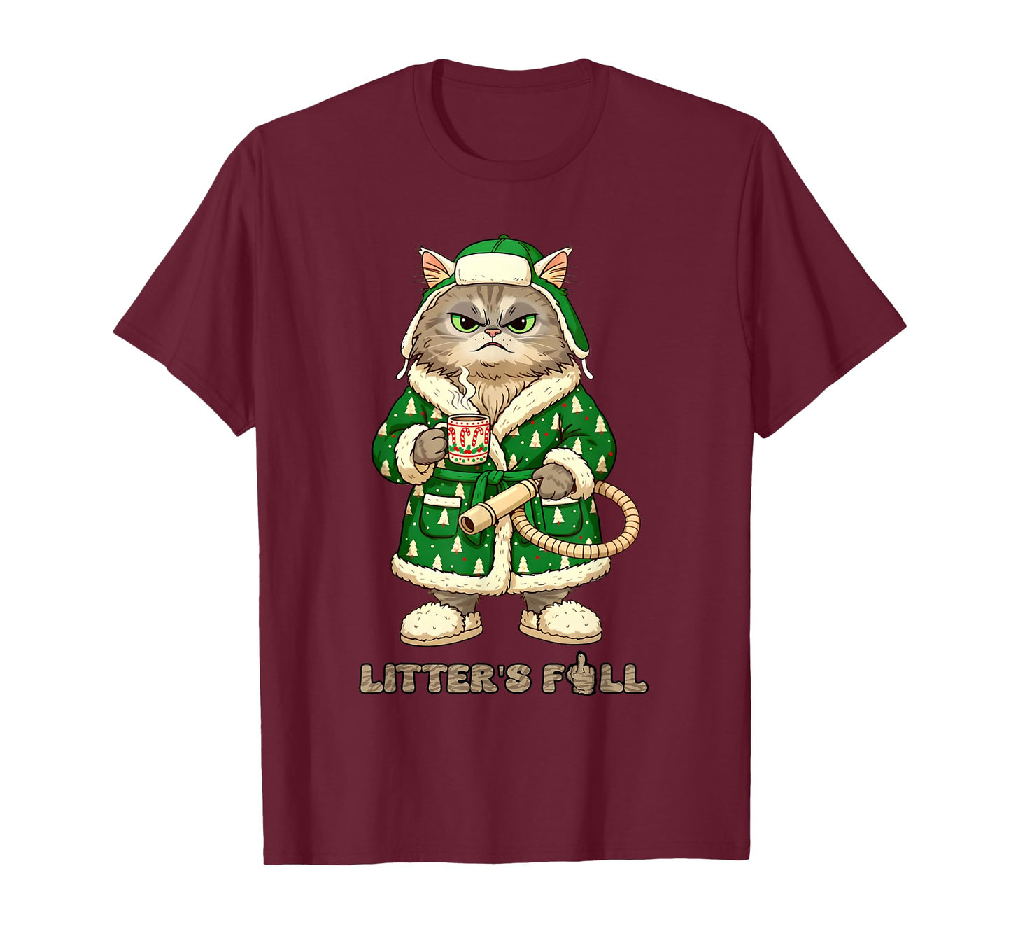 Funny Christmas Cat Litter Full’s Men Women Meme Xmas T-Shirt