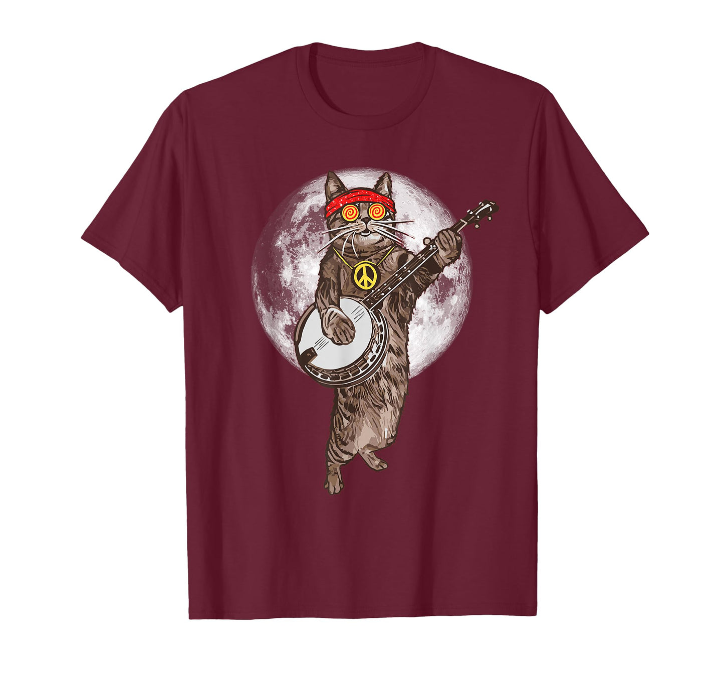 Psychedelic Hippie Banjo Cat! Funny Bluegrass Music T-Shirt