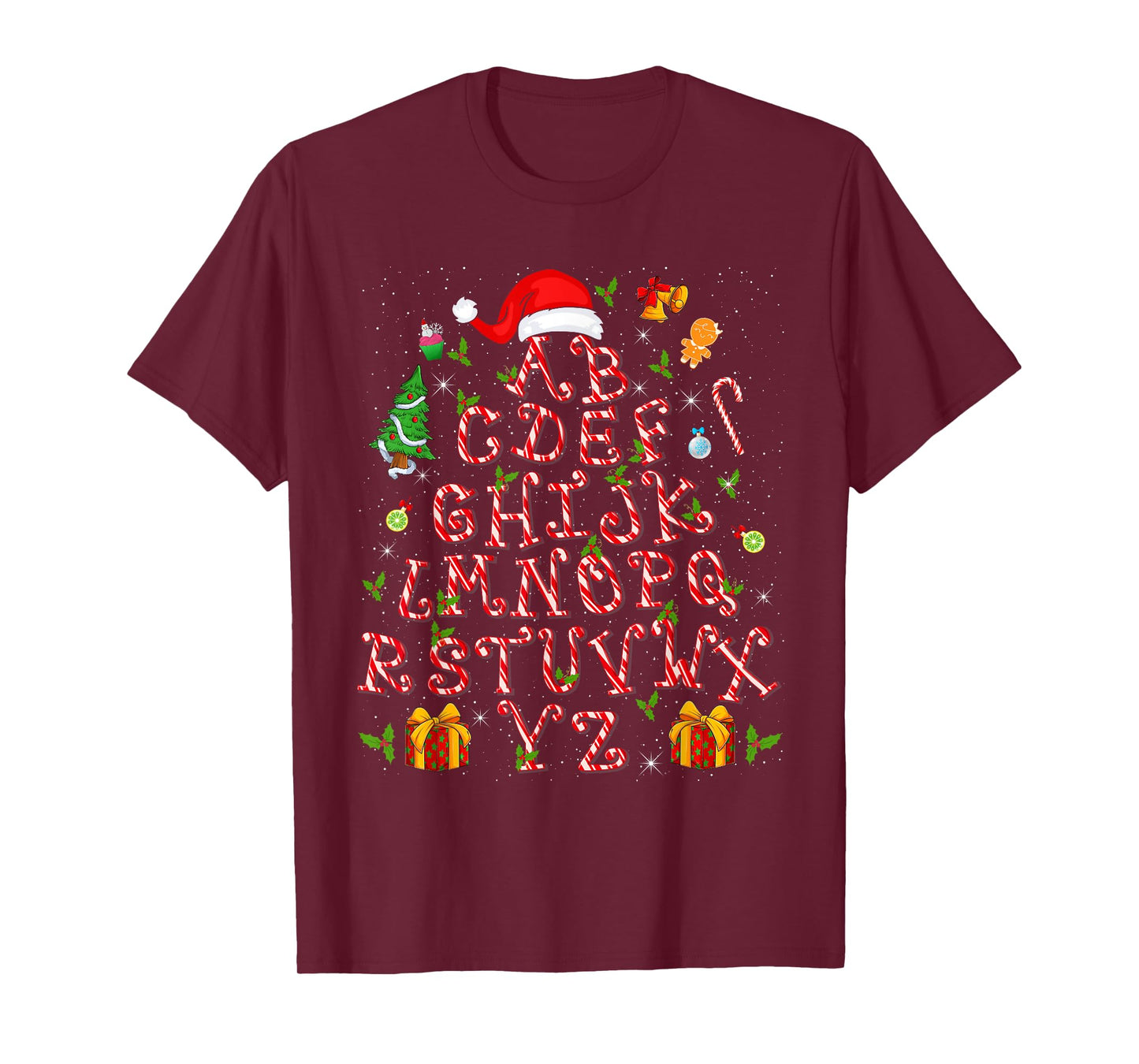 Christmas Tree Alphabet Candy Cane Xmas Holiday Teacher T-Shirt