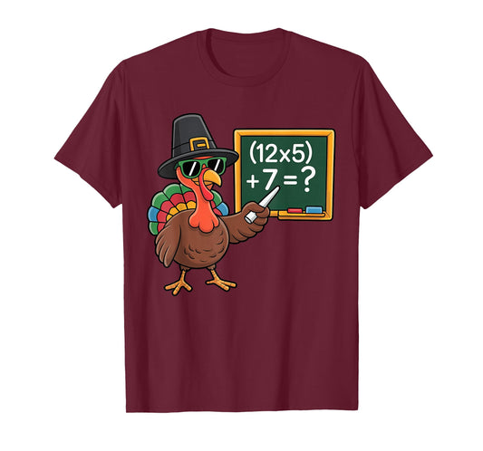 67 Thanksgiving Turkey Math Teacher Six Seven T-Shirt