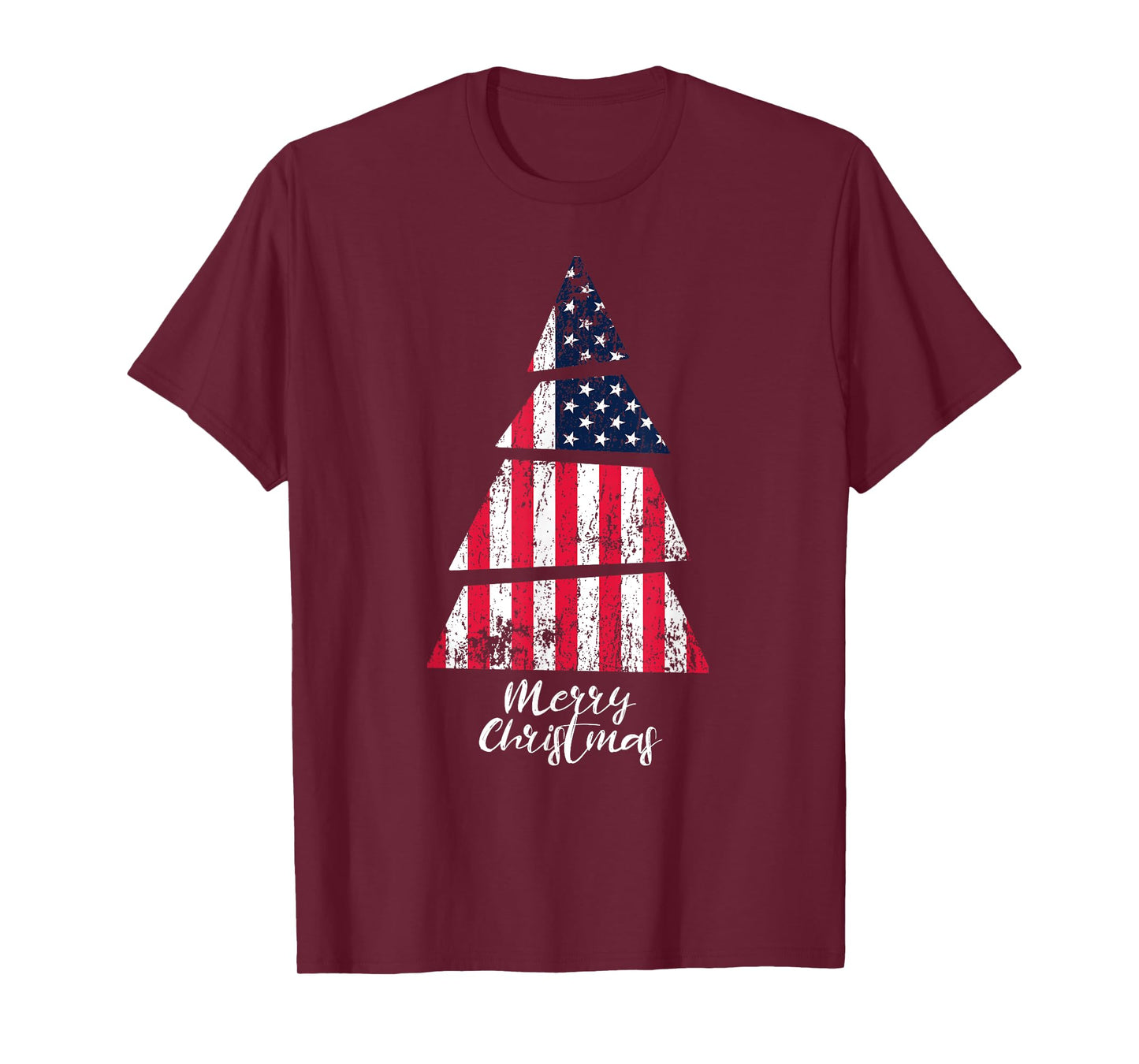 American Flag Christmas Tree - Merry Christmas T-shirt