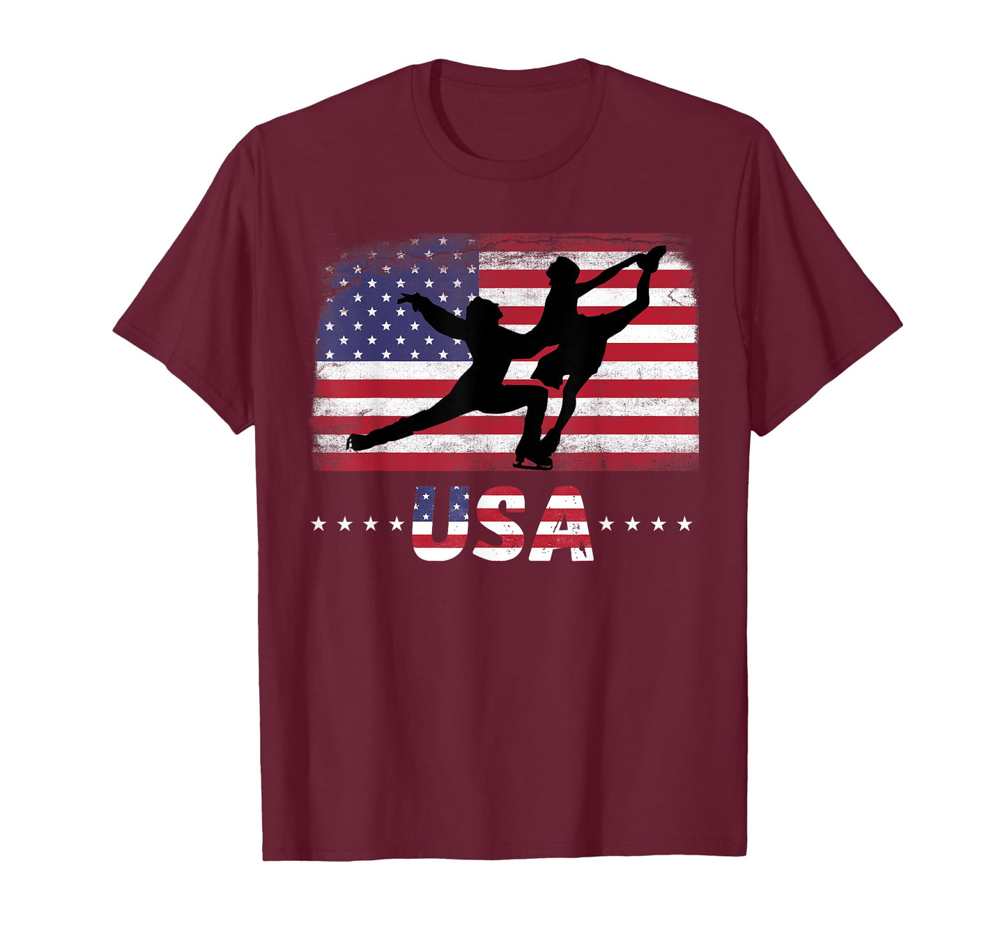 American Flag double ice figure skating USA Patriotic Team Women Men T-Shirt