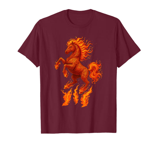 Flaming Horse Chinese New Year of The Fire Horse Equestrian T-Shirt