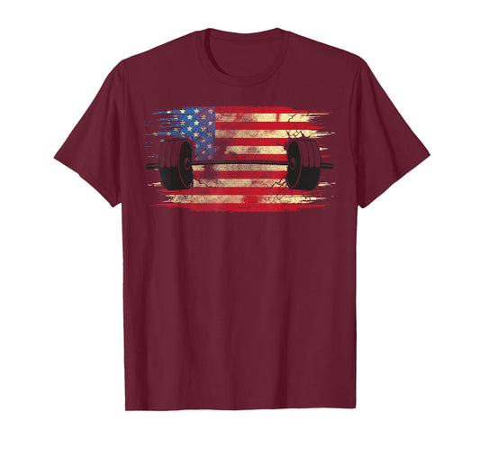 American Flag Gym and Fitness T-Shirt | Weight Lifting Gift T-Shirt