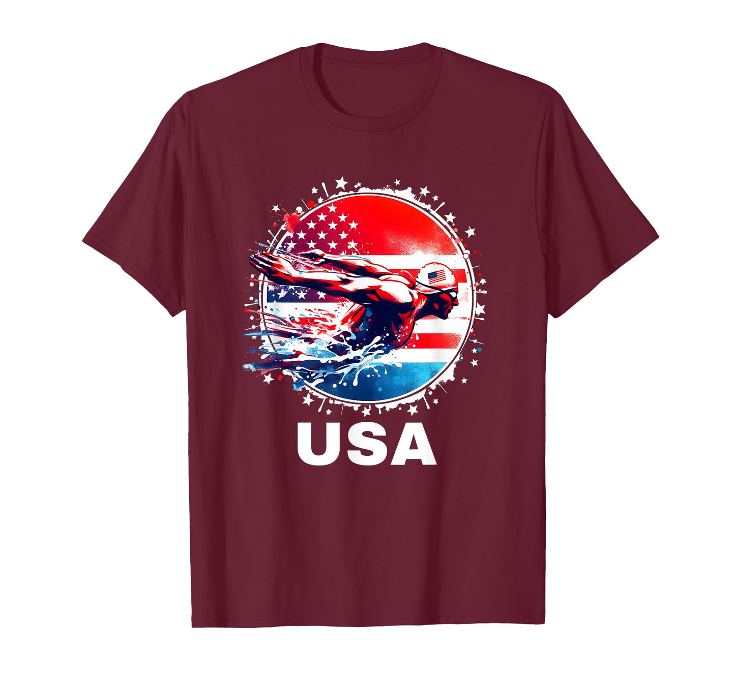 Swimming United States Team Apparel American Flag Swimming T-Shirt