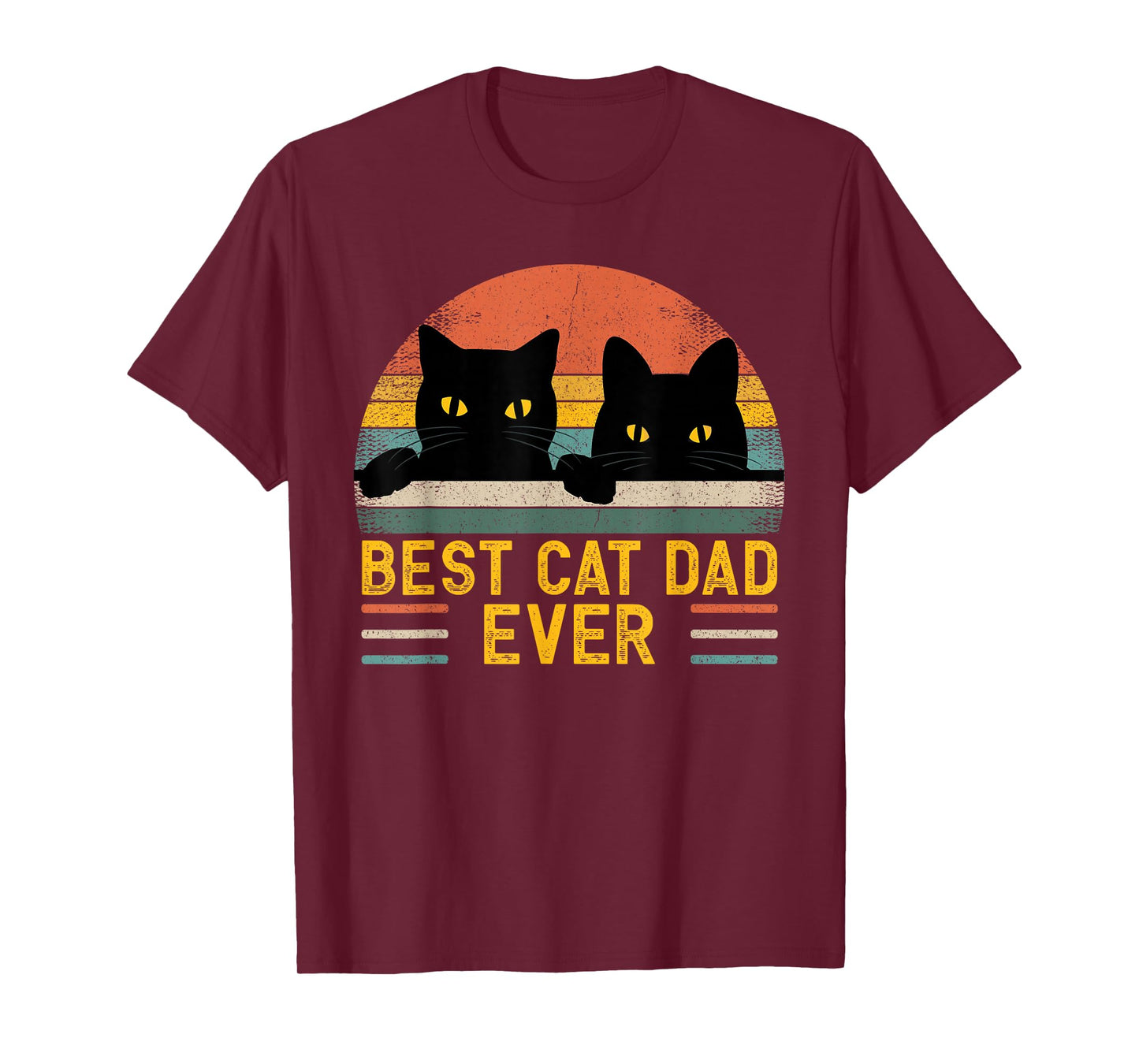 Best Cat Dad Ever Retro Style Black Cats Lover T-Shirt