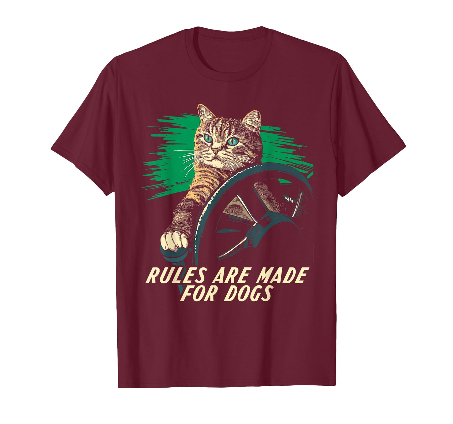 Funny Cat Lover - Rules are Made for Dogs Driving Cat T-Shirt