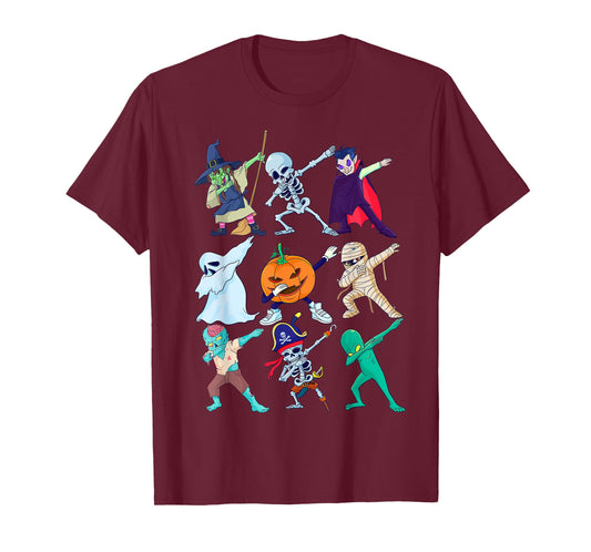 Dabbing Halloween Boys Skeleton Toddler Kids Scary Pumpkin T-Shirt