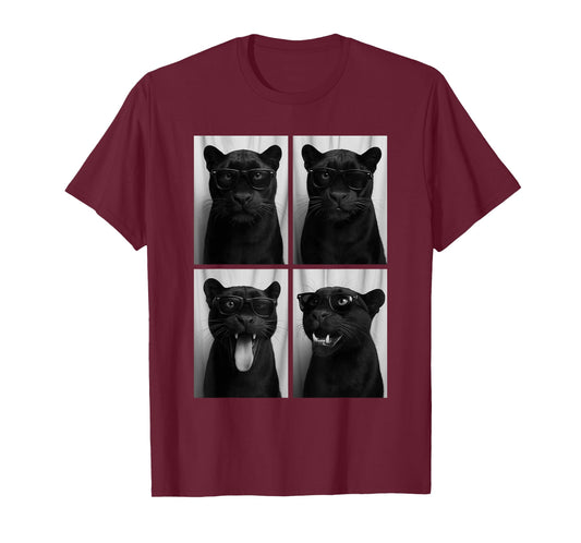 Cool Panthers Sunglasses Feline Jungle Animal Selfie Booth T-Shirt