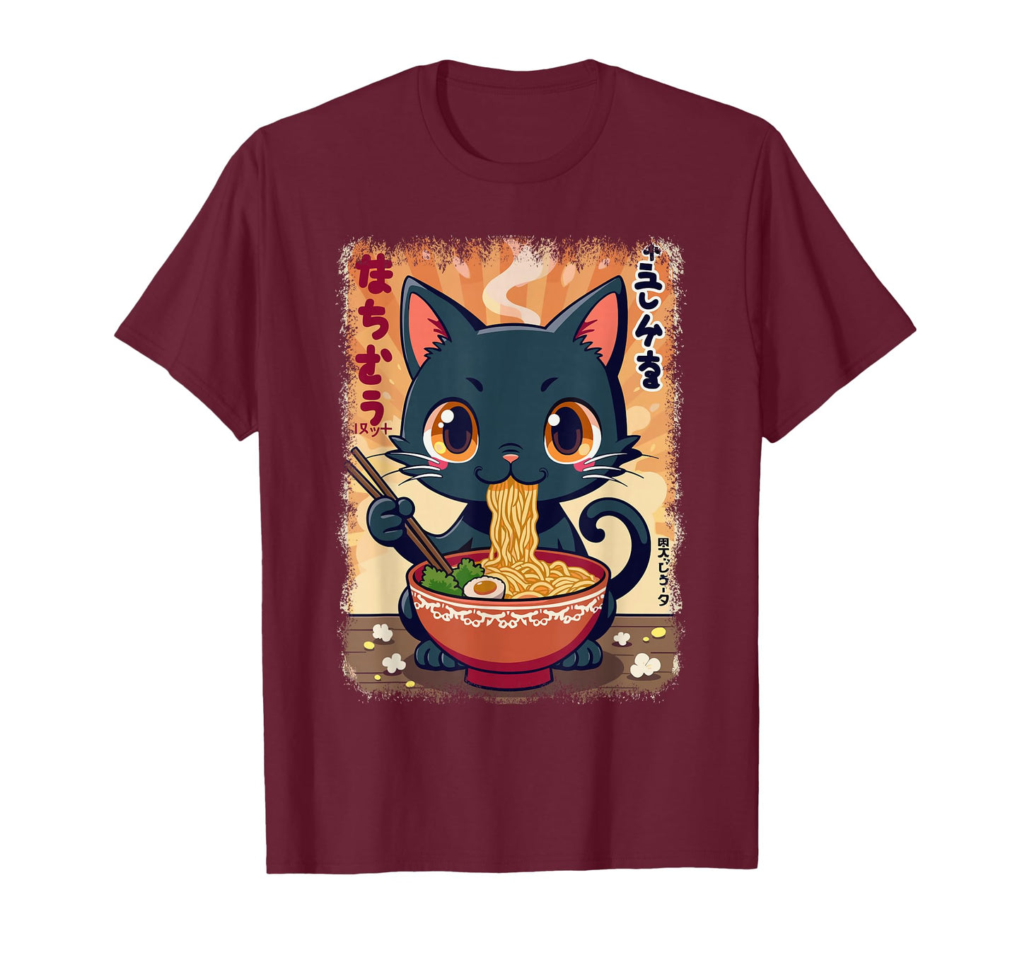Cat & Ramen Noodle, Japanese Kawaii & Anime & Manga Cat T-Shirt