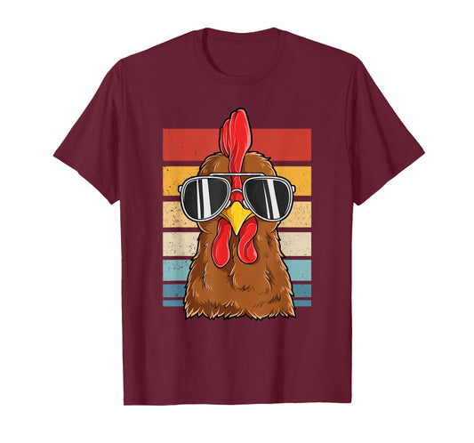 Cool Rooster Chicken Wearing Sunglasses Vintage Chicken Hen T-Shirt
