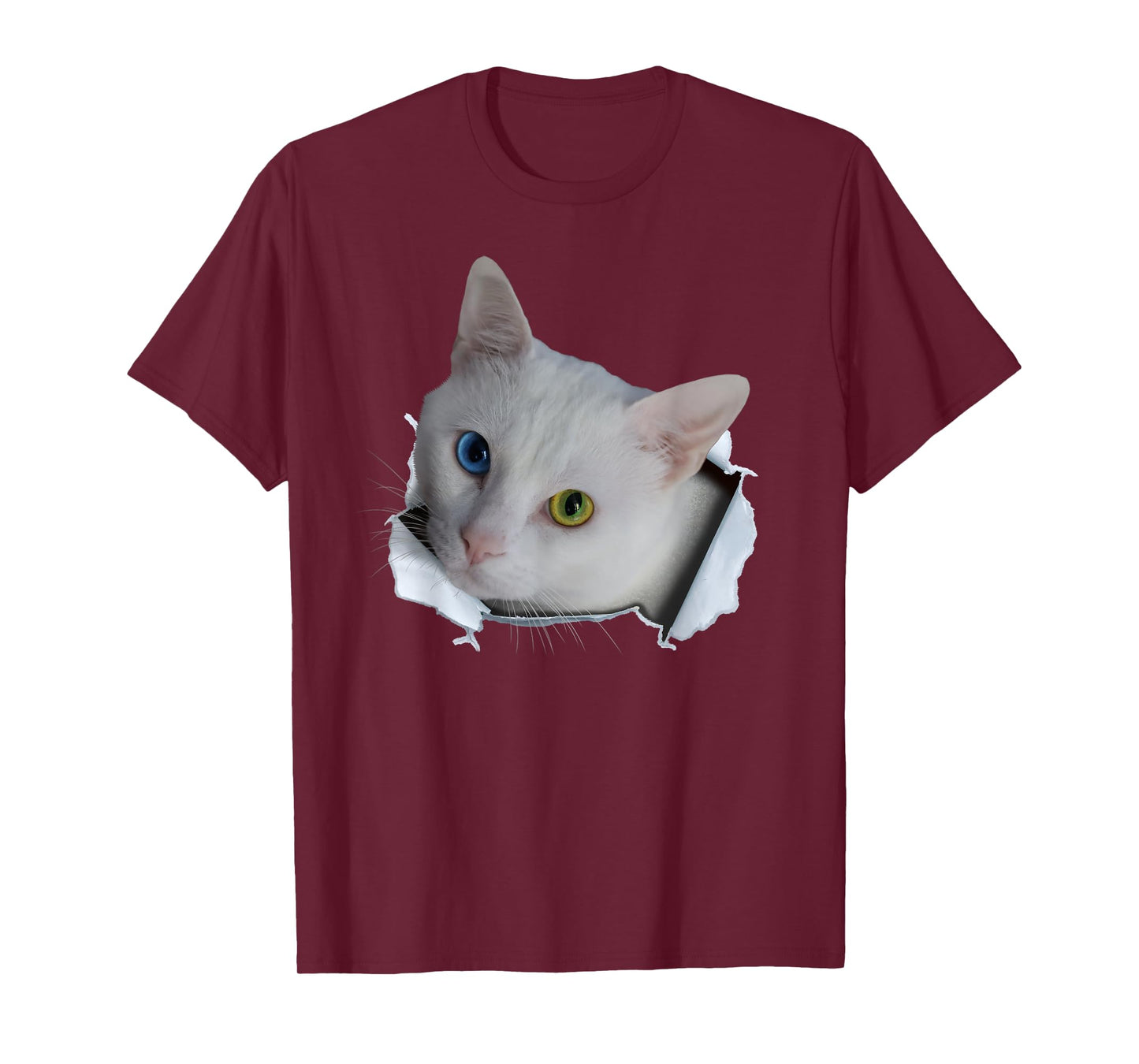 Heterochromia Eye Cat Ripped 2 Color Eyed Cat Shirt Cat Mom T-Shirt