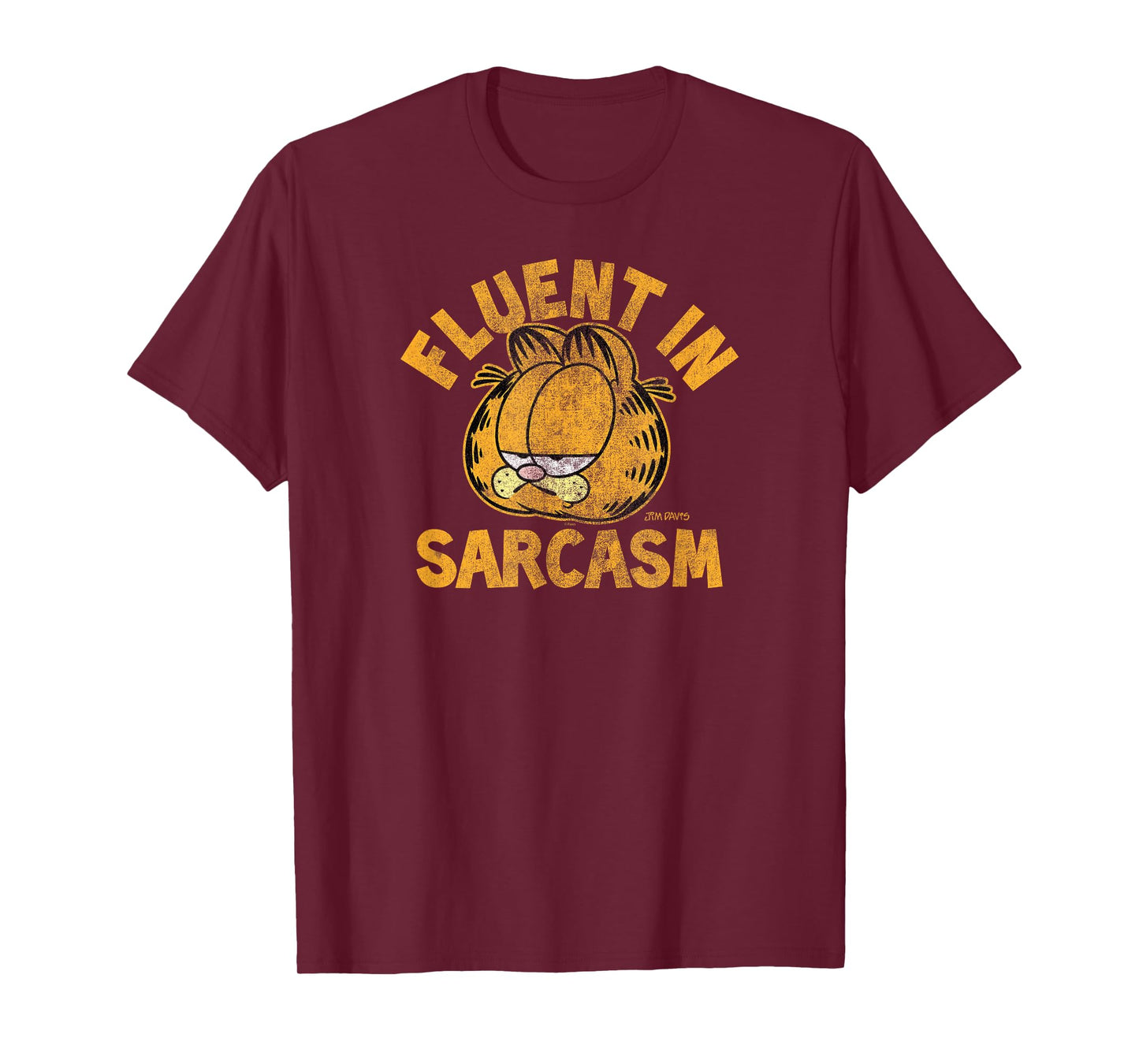 Garfield Fluent in Sarcasm Distressed Cartoon Cat T-Shirt