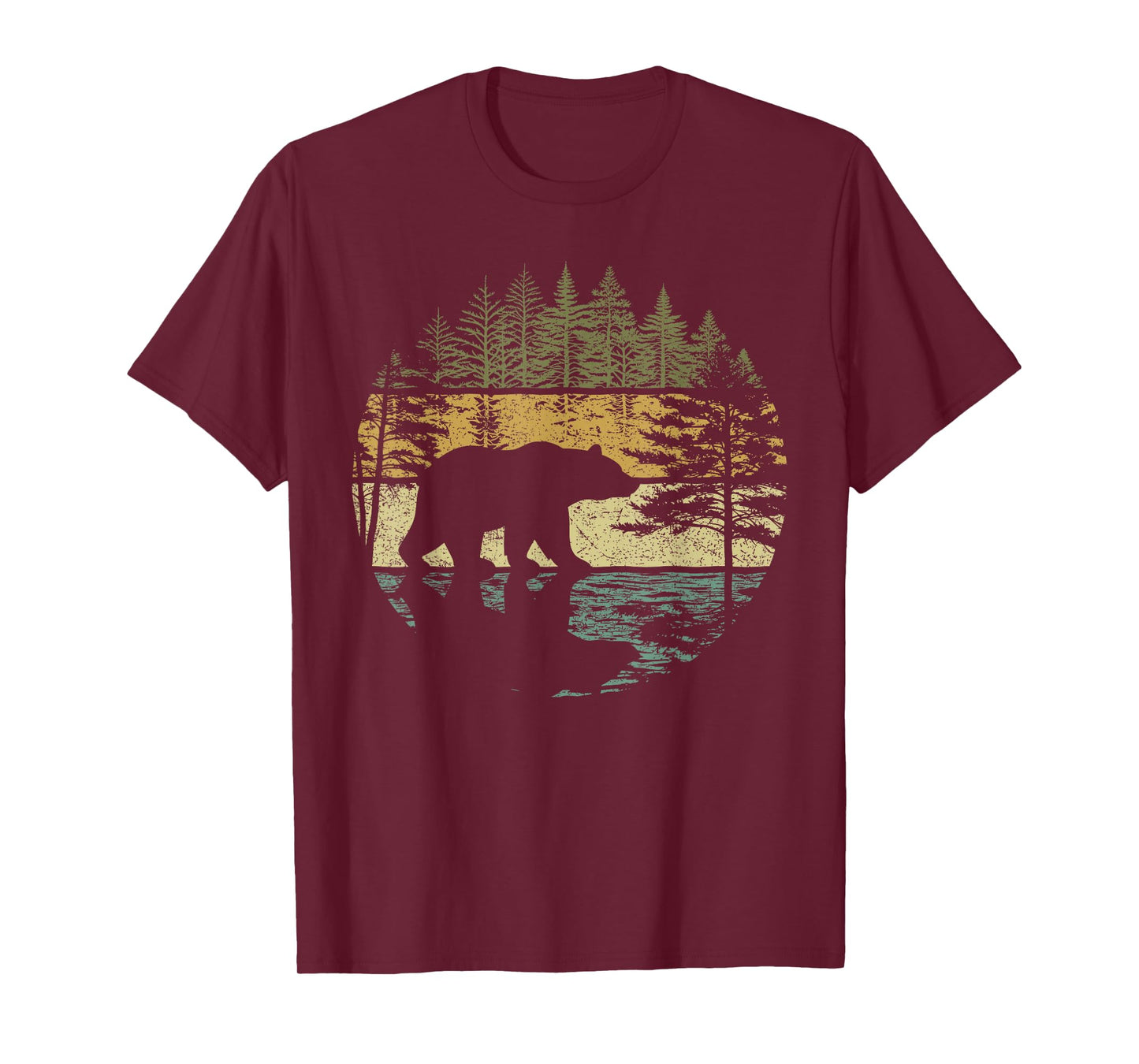 Retro Forest Bear Outdoors Nature Women Men Vintage Graphic T-Shirt