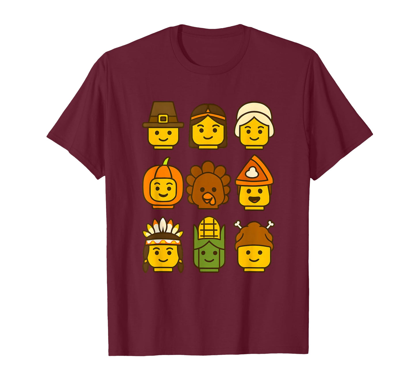 Thanksgiving Building Brick Turkey Boys Kids Toddler Youth T-Shirt