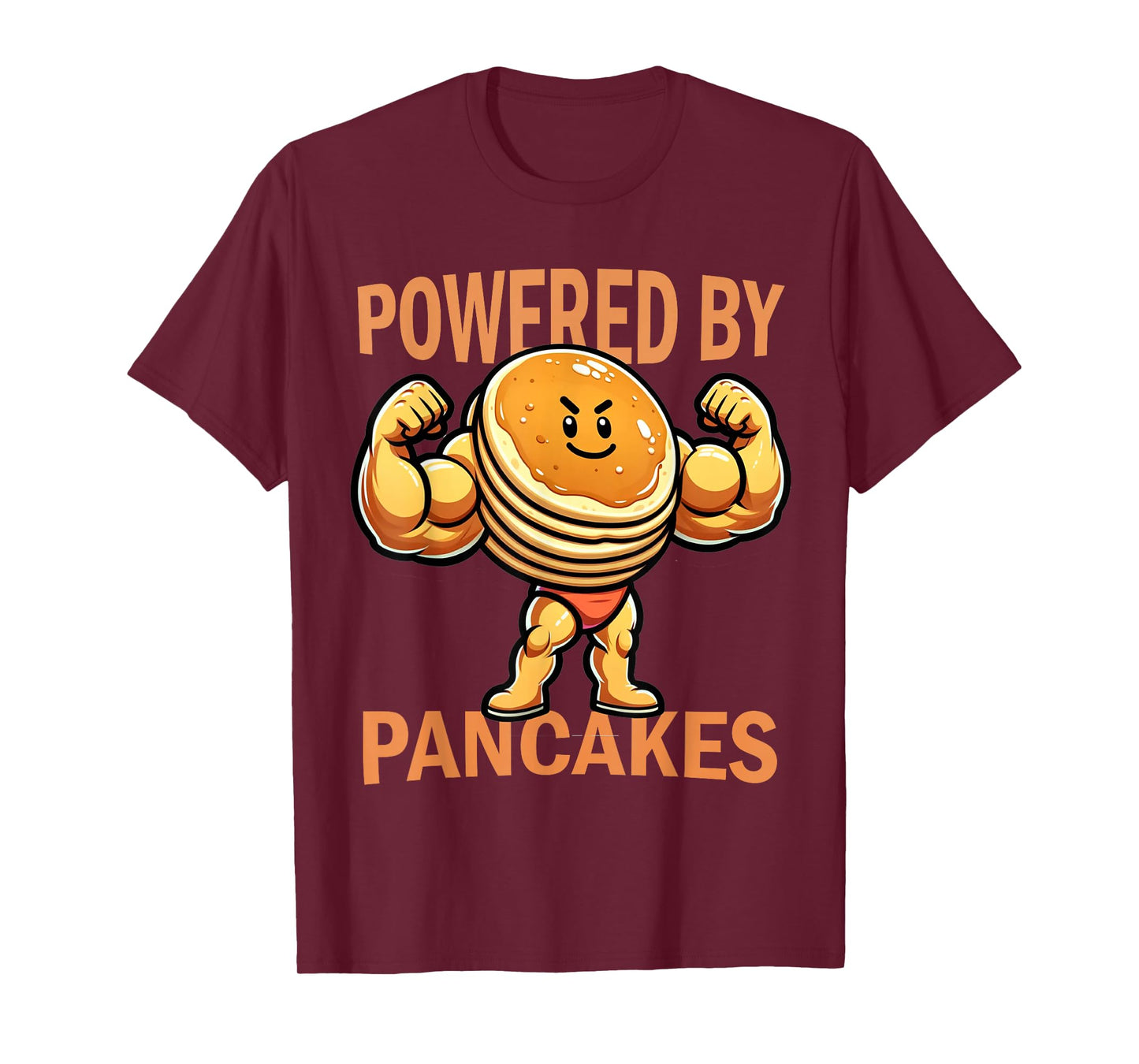 Cool Pancake Breakfast Funny Pancake Day Powered by Pancakes T-Shirt