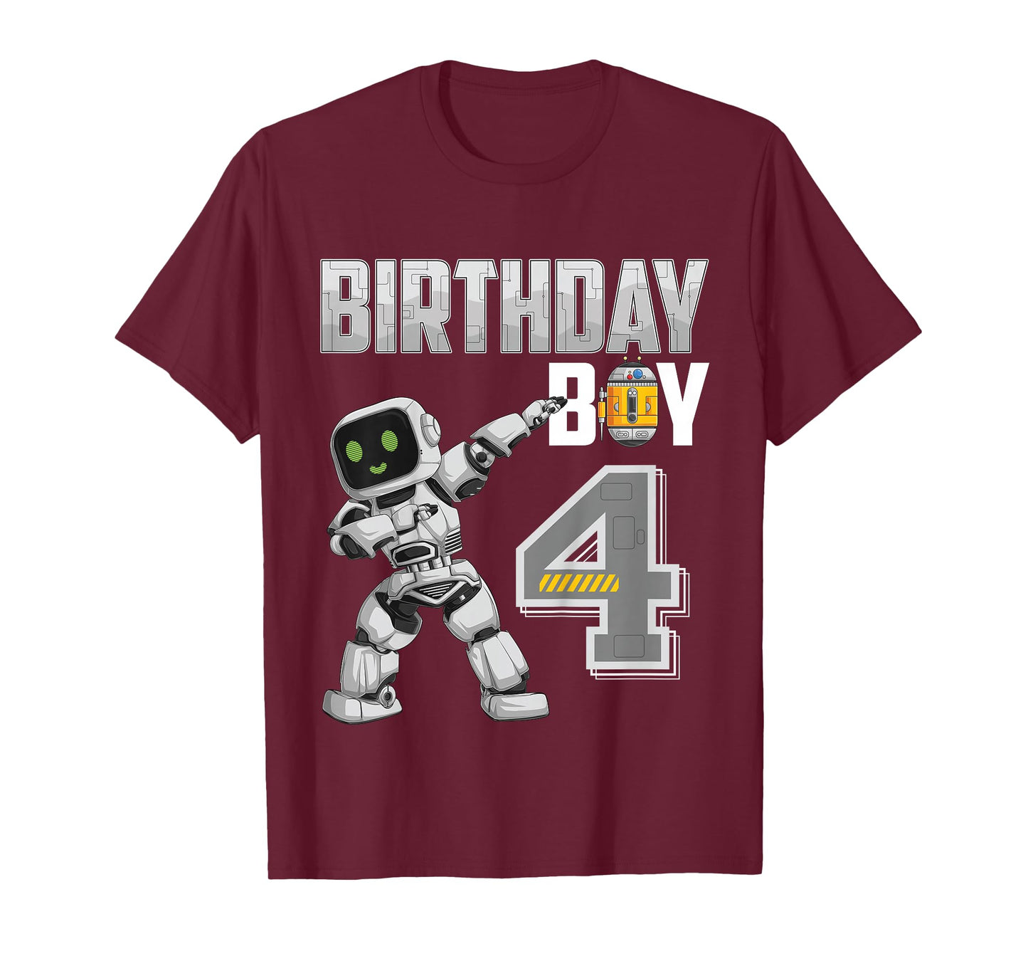 4 Year Old dabbing Robot 4th Birthday Science Robotics T-Shirt