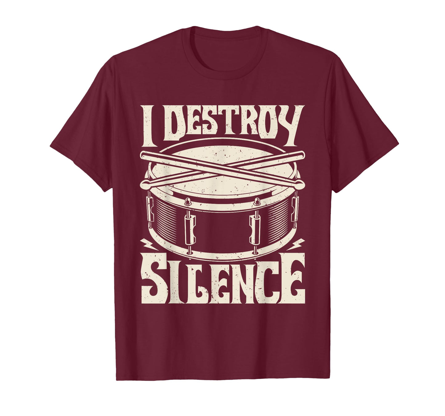 I Destroy Silence - Drummer Percussionist Drums Musician T-Shirt, Black, Small