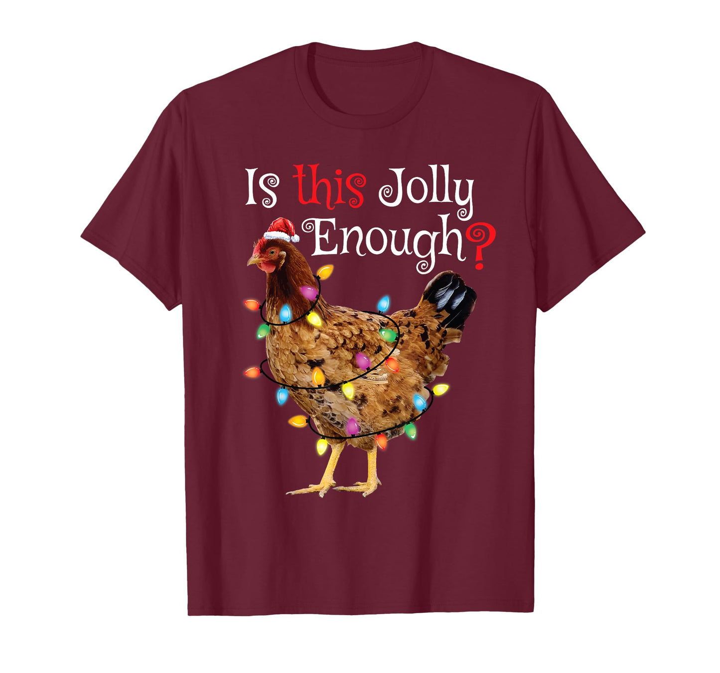 Christmas Chicken Shirt Women Men Kids Funny Santa Chicken T-Shirt