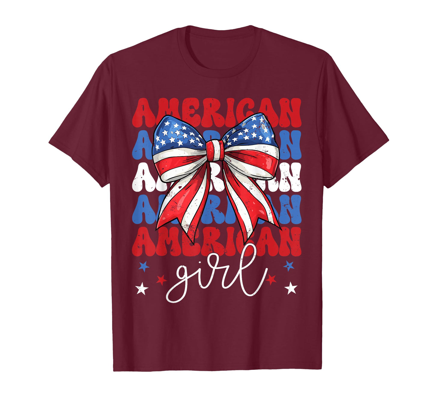 Coquette Bow American Girl Toddler Kid 4th of July Patriotic T-Shirt