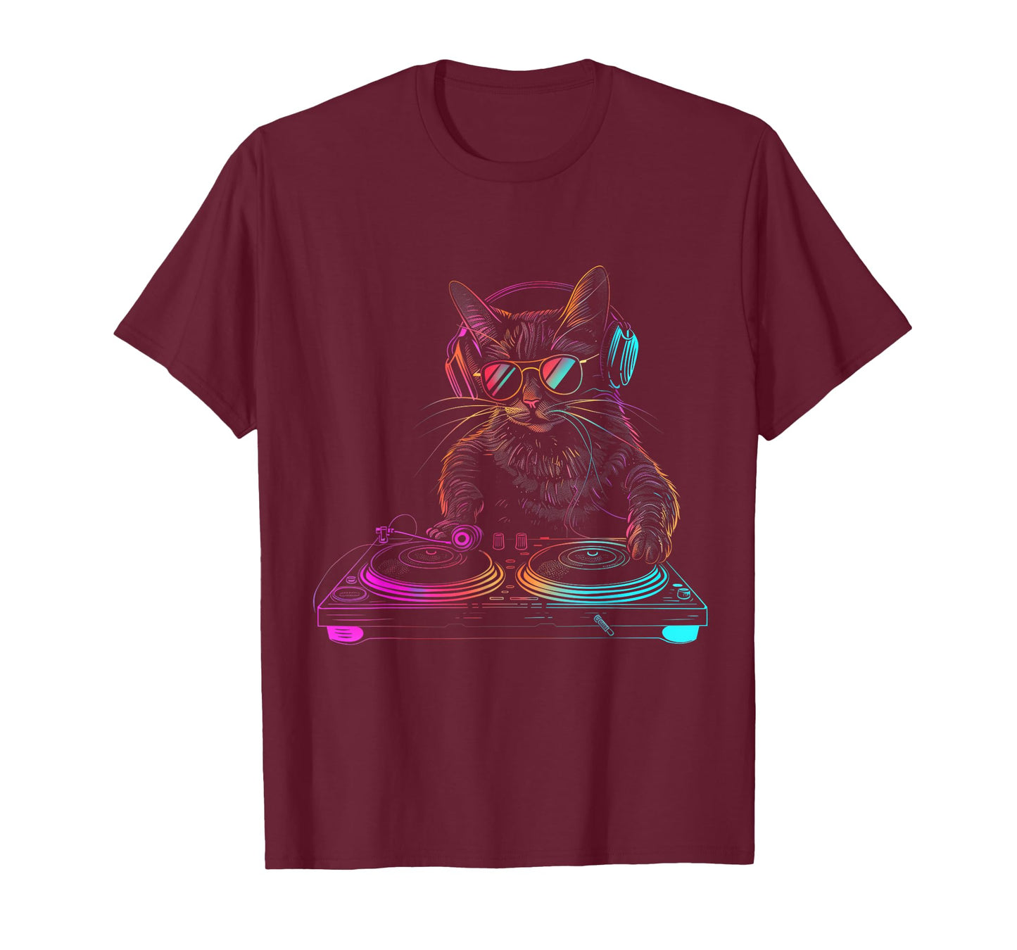 DJ Cat EDM Techno House Music Funny Cat Lover T-Shirt