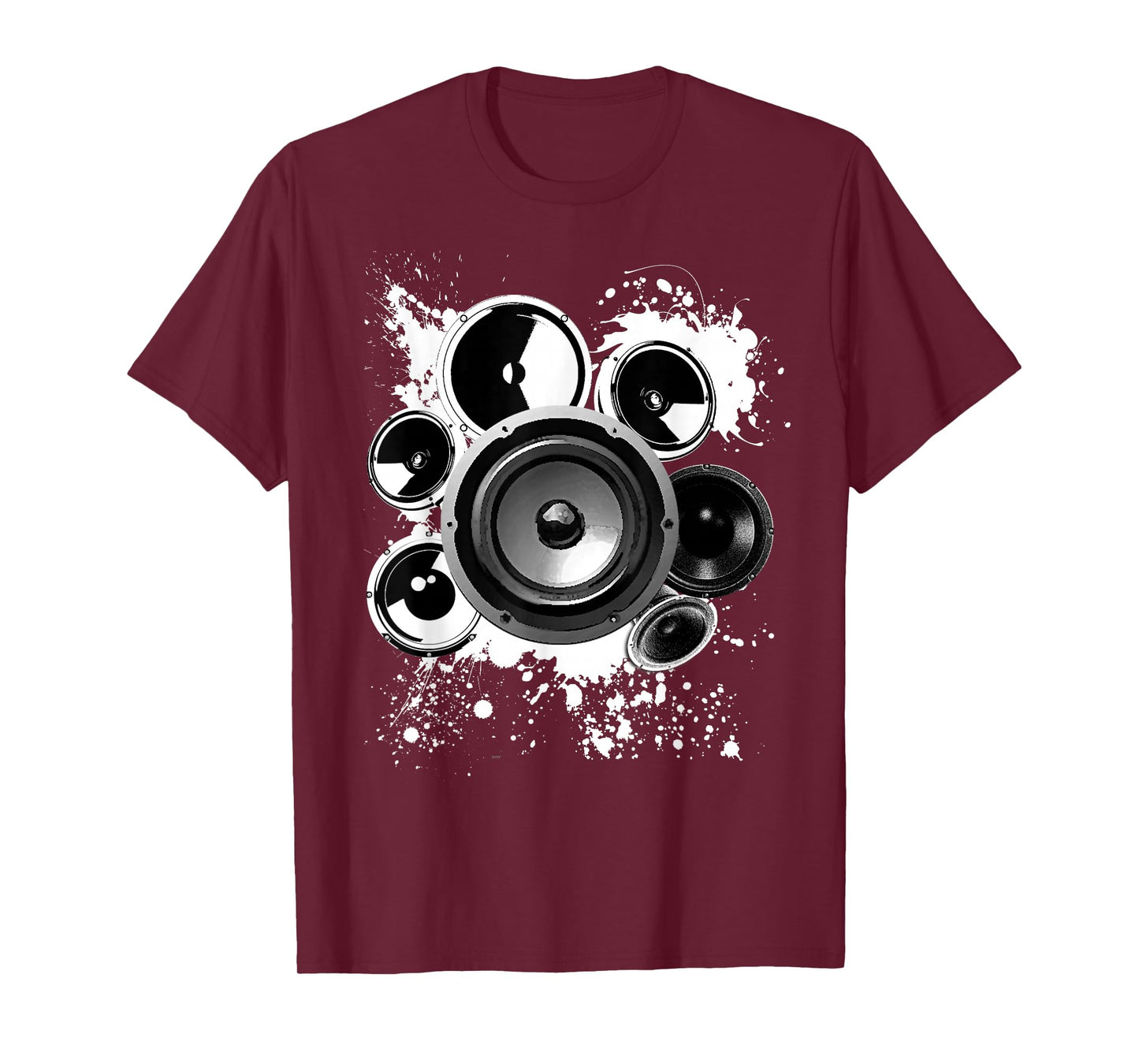 Speaker Techno Bass Music Graphics & Gifts Black EDM Electronic Music T-Shirt Men's Small Classic Fit Crew Neck Short Sleeve Cotton Blend T-Shirt