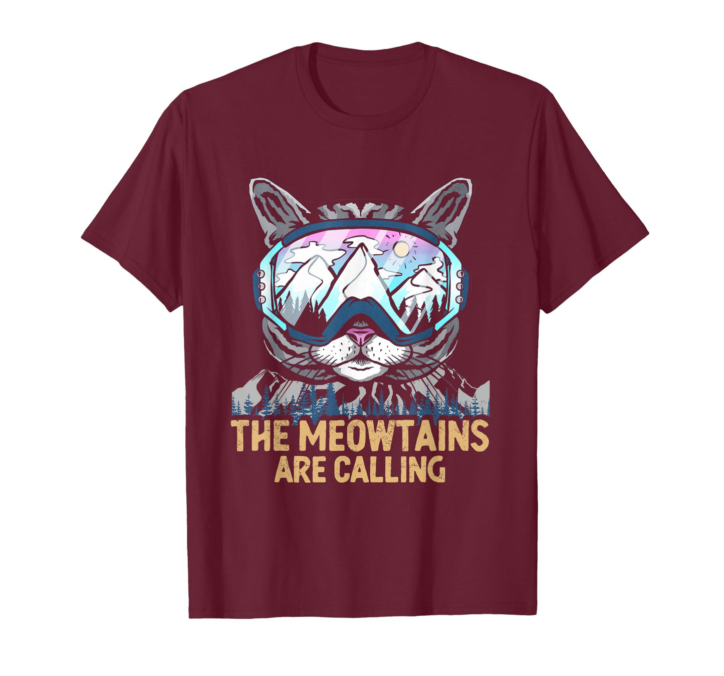 Meowtains Are Calling | Winter Sports Cat | Ski Snowboard T-Shirt