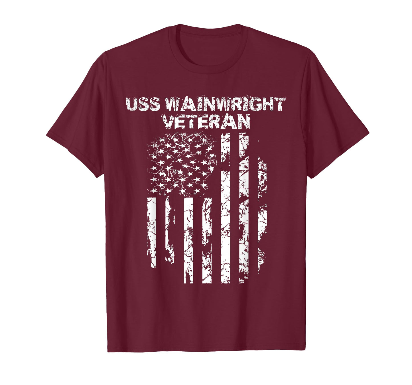 USS Wainwright Military Veteran Distressed USA Flag T-Shirt
