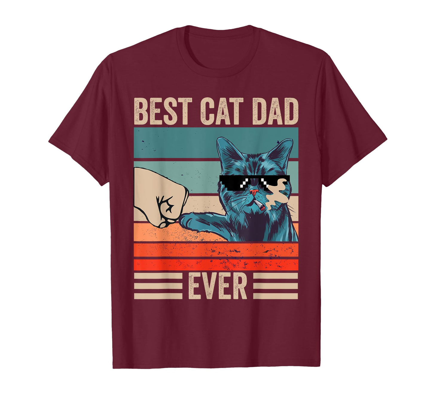 Vintage Best Cat Dad Ever Bump Fist father's day Cat Daddy Men Women Girls Kids T-Shirt