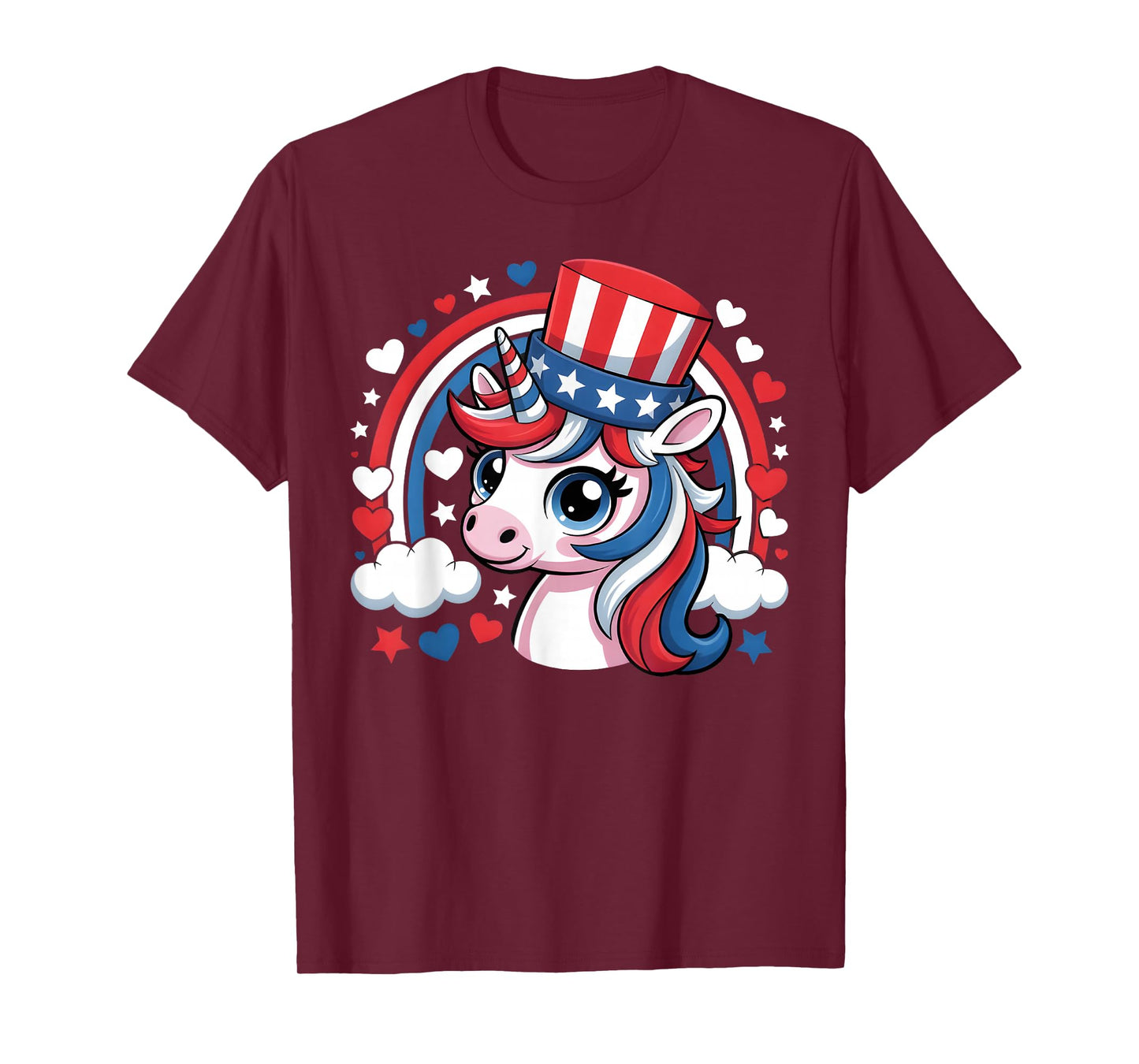 Patriotic Unicorn Veterans Day Red White Blue USA Americorn T-Shirt