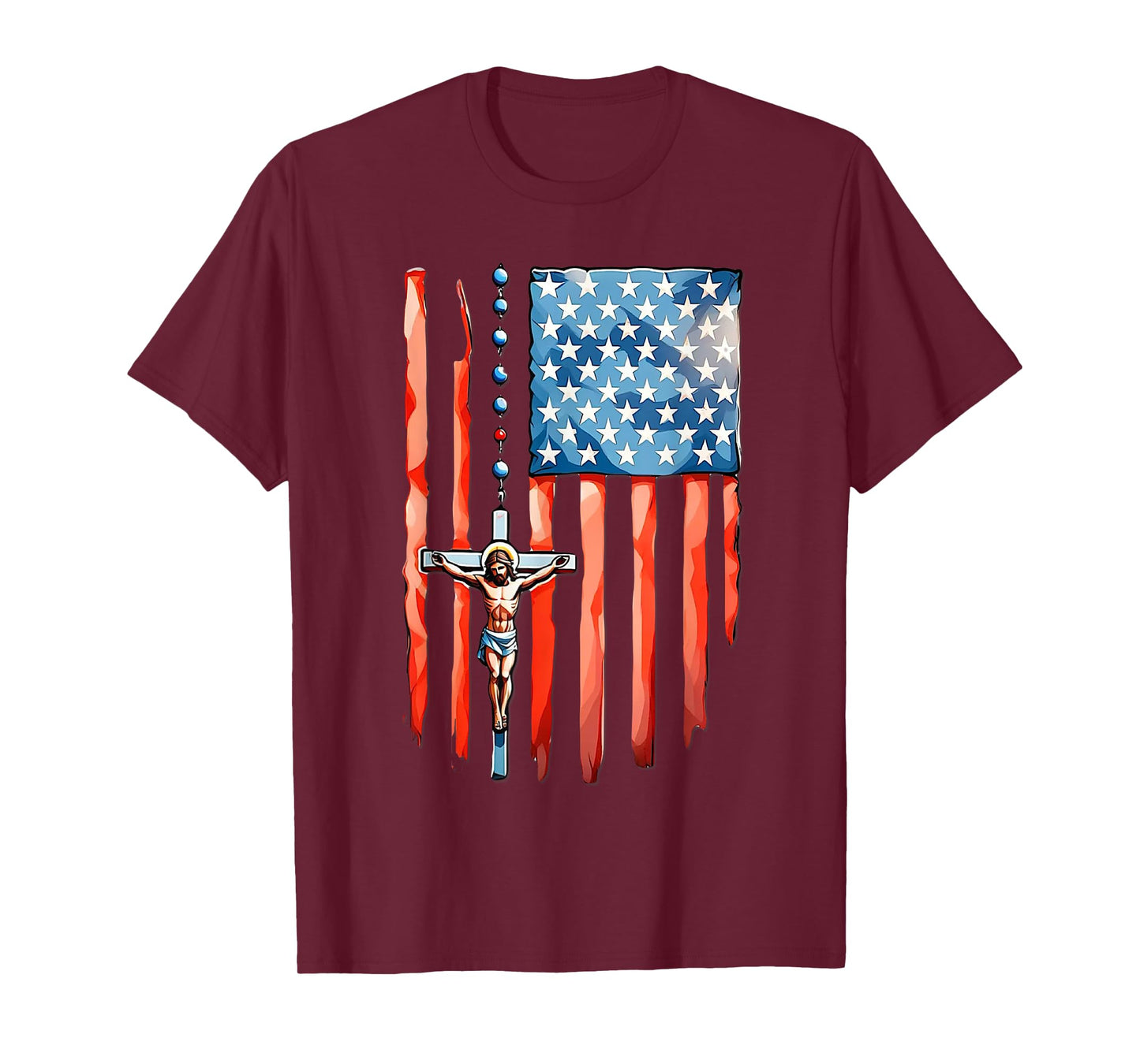 American Flag Rosary Catholic T-Shirt