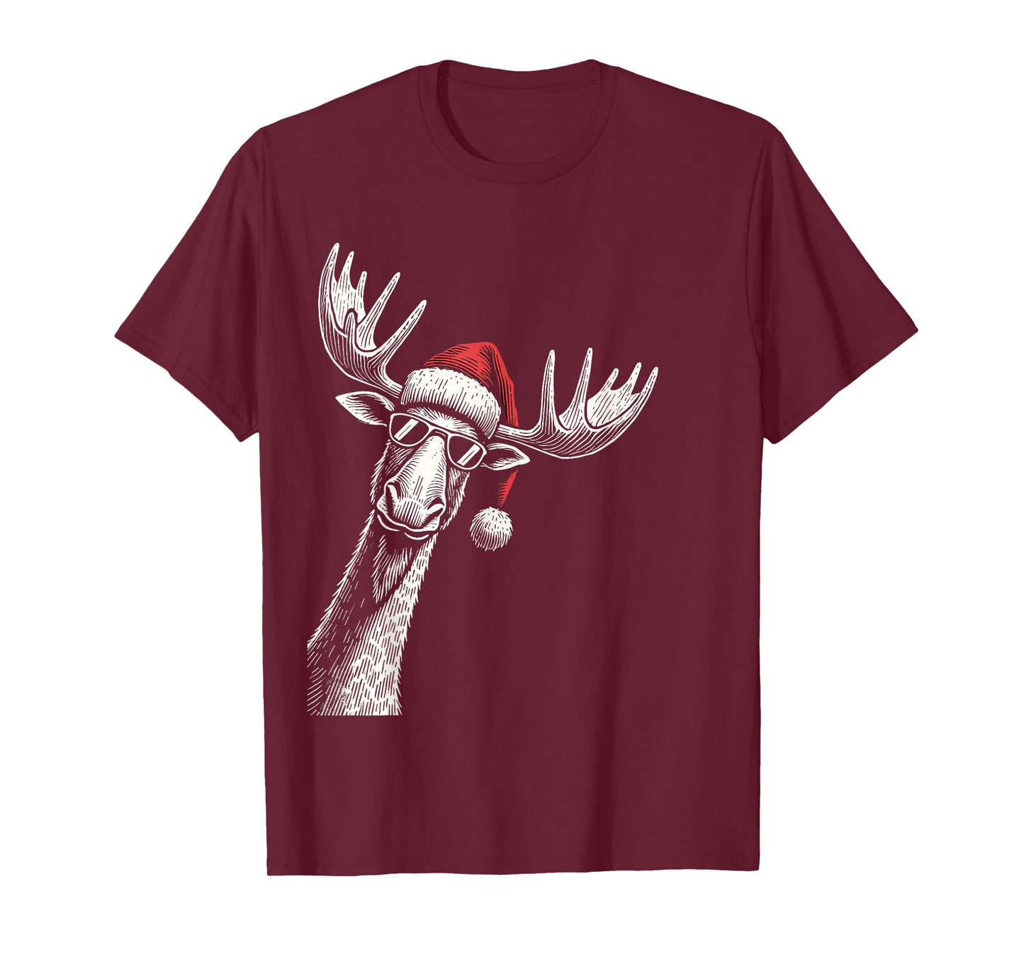 Moose Christmas Santa Hat Pajama Funny Moose Xmas T-Shirt