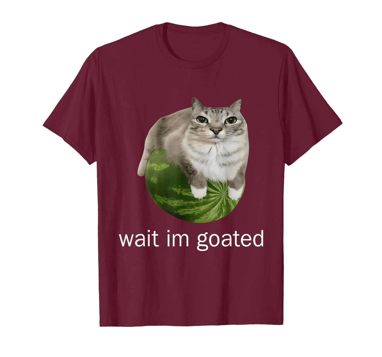 Wait I'm Goated Cat Meme Funny Watermelon Silly Cats Humor T-Shirt