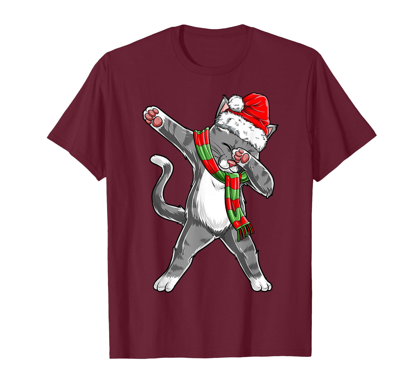 Dabbing Cat Santa Christmas Gift Kids Boys Girls Catmas Xmas T-Shirt