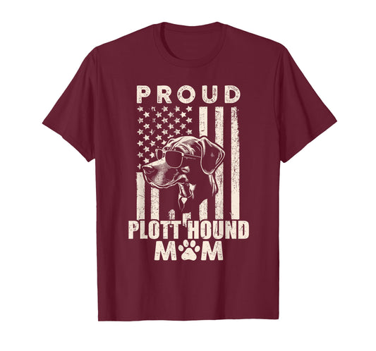 Proud Plott Hound Mom American Flag Patriotic Dog Owner Xmas T-Shirt