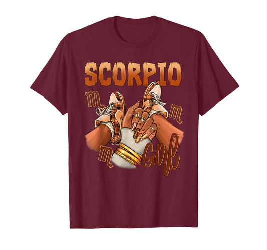 Scorpio Girl Birthday Melanin Black Woman Shoes Zodiac T-Shirt